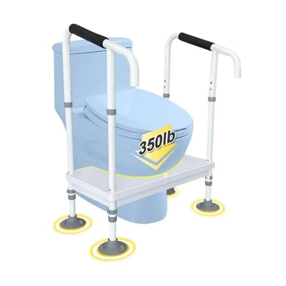 Toilet Safety Rails Bariatric Support 350lb Handles Adjustable Disabled Elderly Pregnant Recovery Non-Slip Armrests Iron Suction