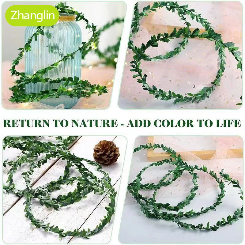 750cm Artificial Plant Christmas Wire Rattan Plastic Woven Handmade Fake Vine Festival Party Furniture Decoration Ivy Green