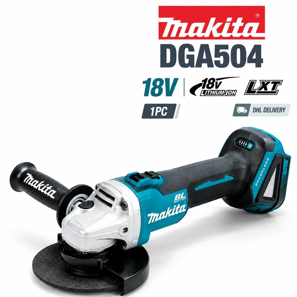 Makita DGA504 Akku-Winkelschleifer, 18V Bürstenloser LXT-Werkzeug für Schneiden, Schleifen und Polieren, Nur Werkzeug, Akku-Optionen und DC18RC Schnellladeset
