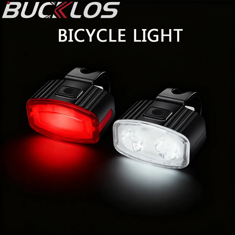 BUCKLOS دراجة ضوء مجموعة المحمولة دراجة صغيرة الضوء الخلفي مقاوم للماء الدراجة الجبهة مصباح USB شحن الدراجات مصباح يدوي