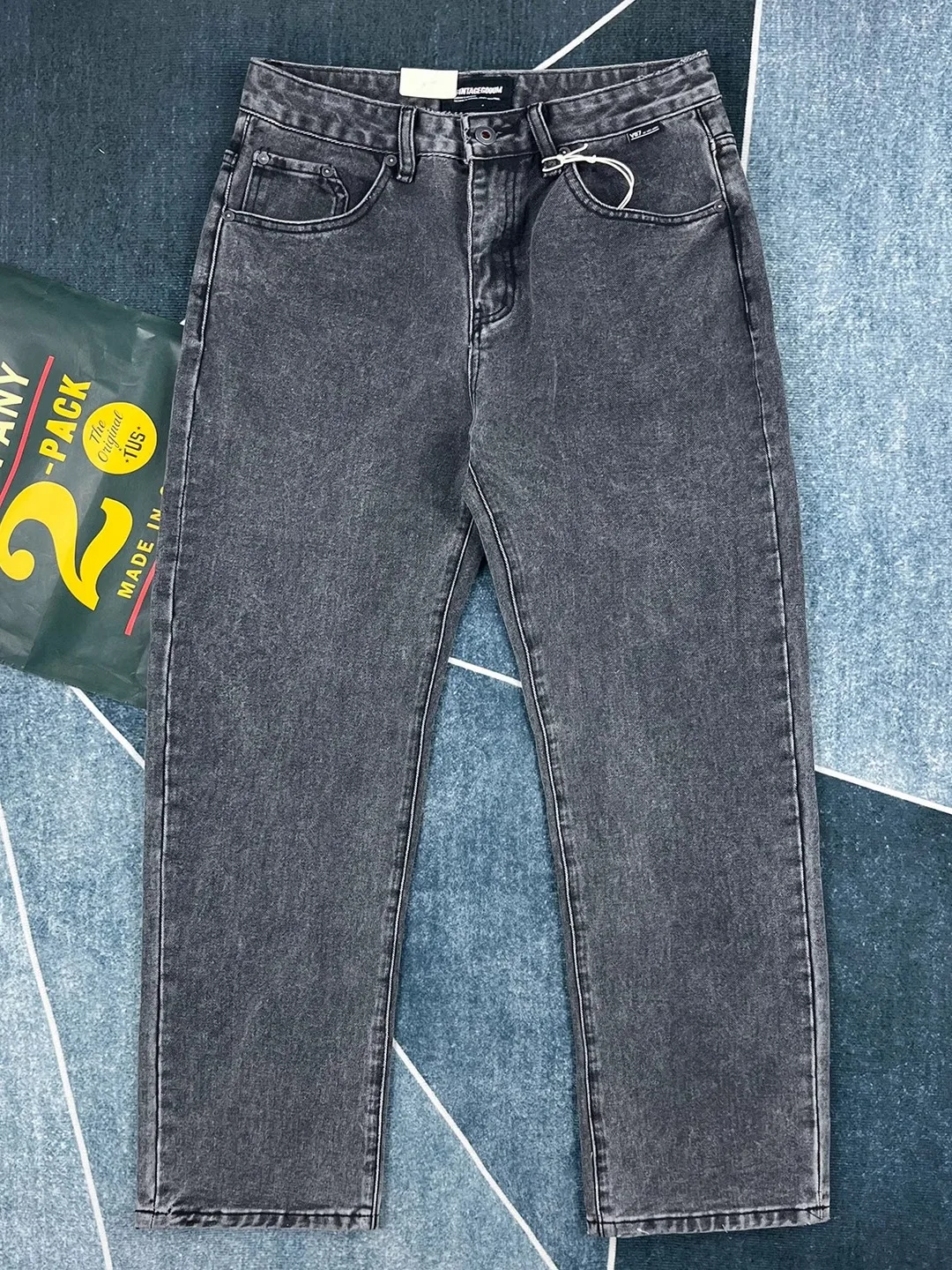 

Весенние новые американские ретро винтажные дымчато-серые джинсы мужские 65% хлопок потертые старые тяжелые повседневные свободные прямые брюки