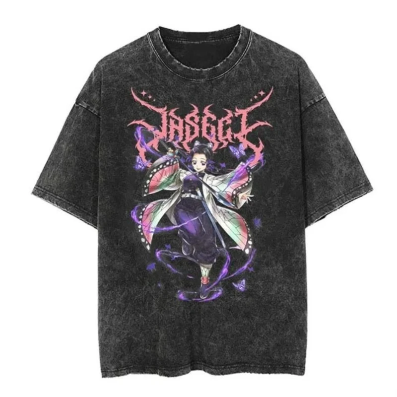 

Japanese Demon Killer Cosplay Anime Washed T-Shirt Men's and Women's Loose Versatile Short Sleeve Top Couple