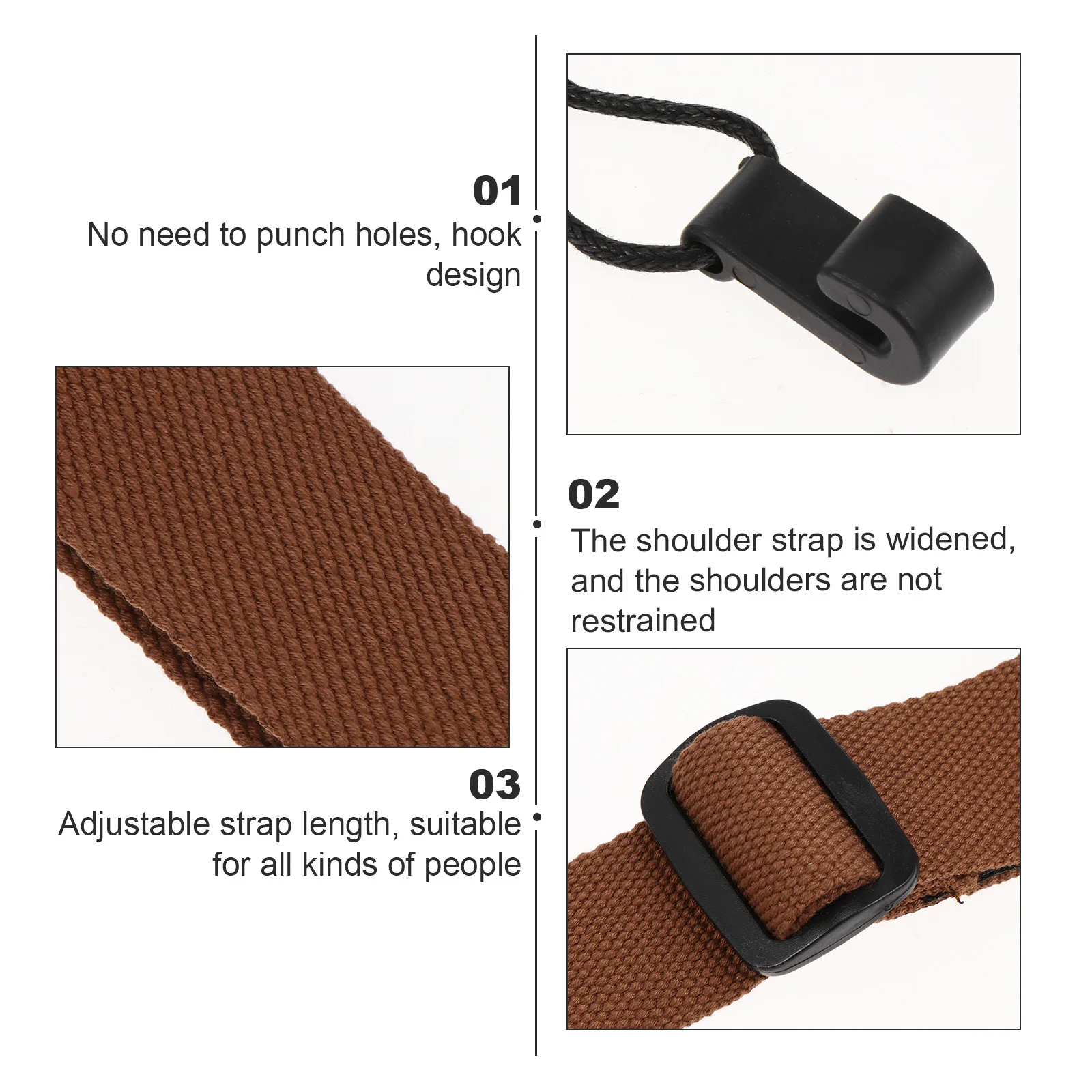 

1pc Ukulele Strap Durable Cloth Adjustable Non-Punching Simple Design Comfortable Edges Instrument Accessories For Youth Adult