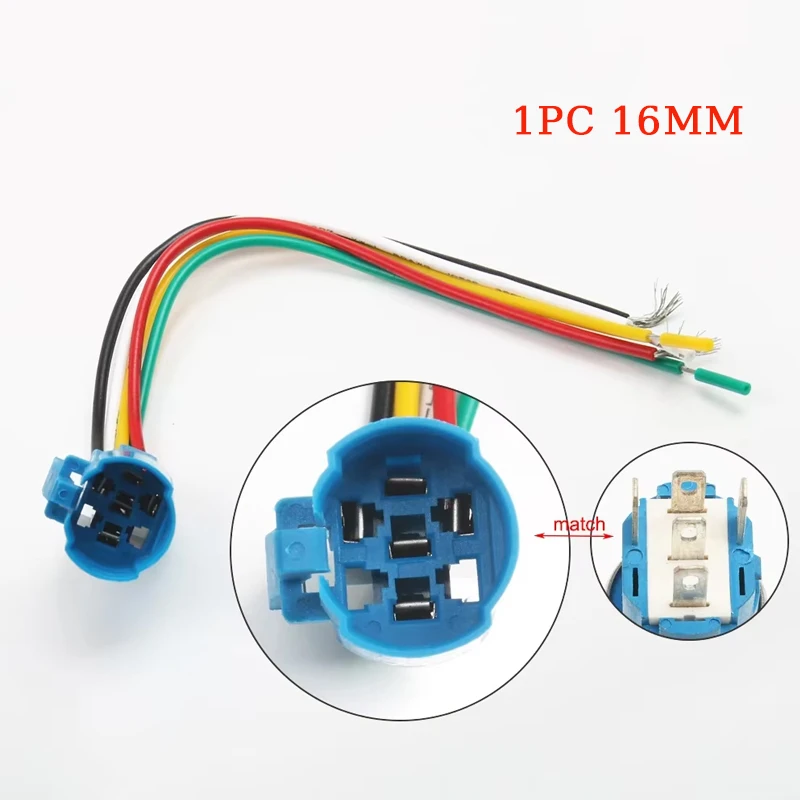 1PC 16mm cable socket for metal push button switch wiring 5 wires stable lamp light button