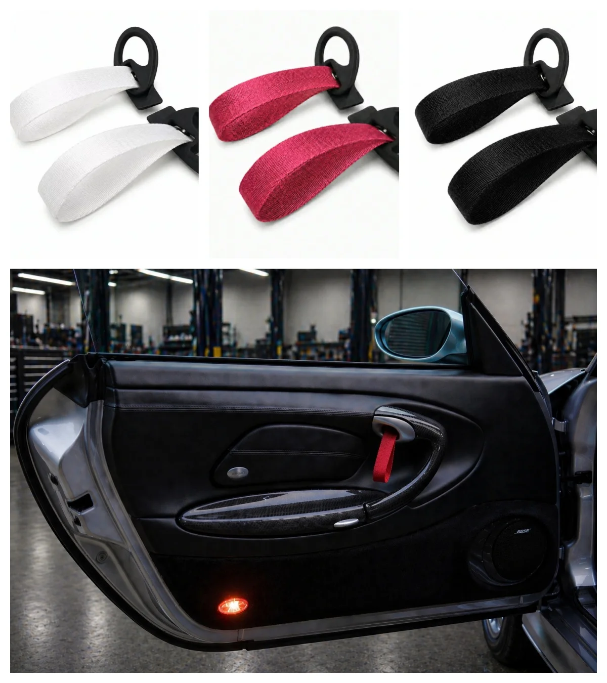 

One Pair GT3RS Style Interior Door Pull Strap Handle Fit For Porsche 986 Boxster / 996 911,Red Yellow Black White Blue Straps