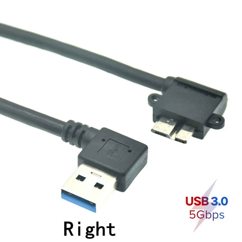 90 Degree UP Down Left Right Angled USB 3.0 Type A to Micro B Male Cable for Samsung S5 Note 3 HDD External Hard Drive Disk 25cm