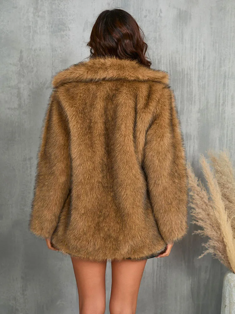 ZADORIN Nowość w odzieży wierzchniej Vintage Lapel Long Fluffy Warm Faux Fur Coat Women luźne futro kurtki futrzane zimowe ubrania dla kobiet