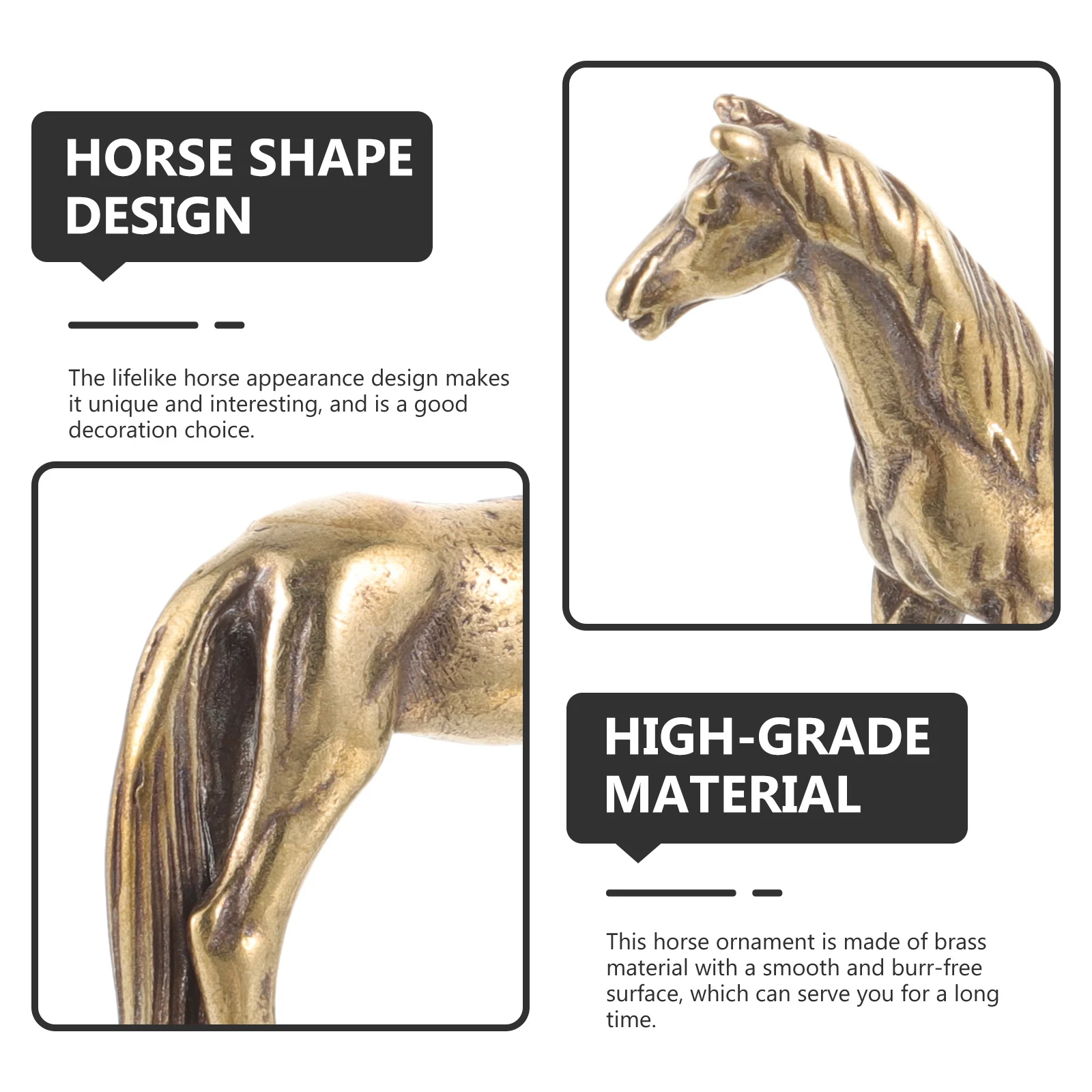 

Brass Solid Horse Ornament Stylish Tea Pet Unique Gift for Festival Vivid Modeling Home Desktop Decoration Brass Solid Horse