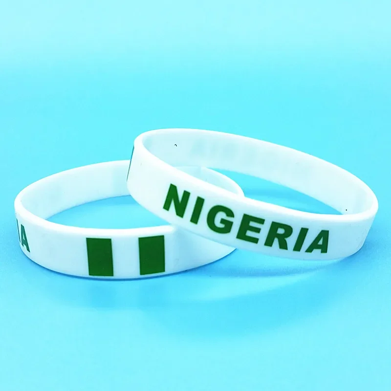 2pcs Nigeria Flag Silicone Bracelets Sports Game Wristbands Nigerian Wrist Strap for Men Women Rubber Band Fashion Accessories