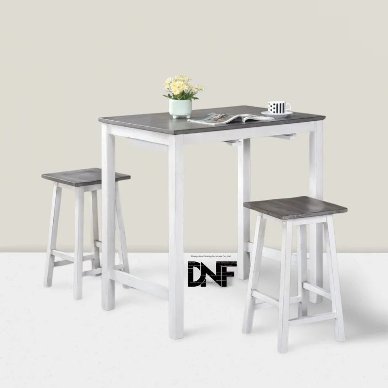 custom.3 Piece Bar Table Set, Counter Height Pub Table with 2 Bar Stools, Pub Dining Set Kitchen Table Set