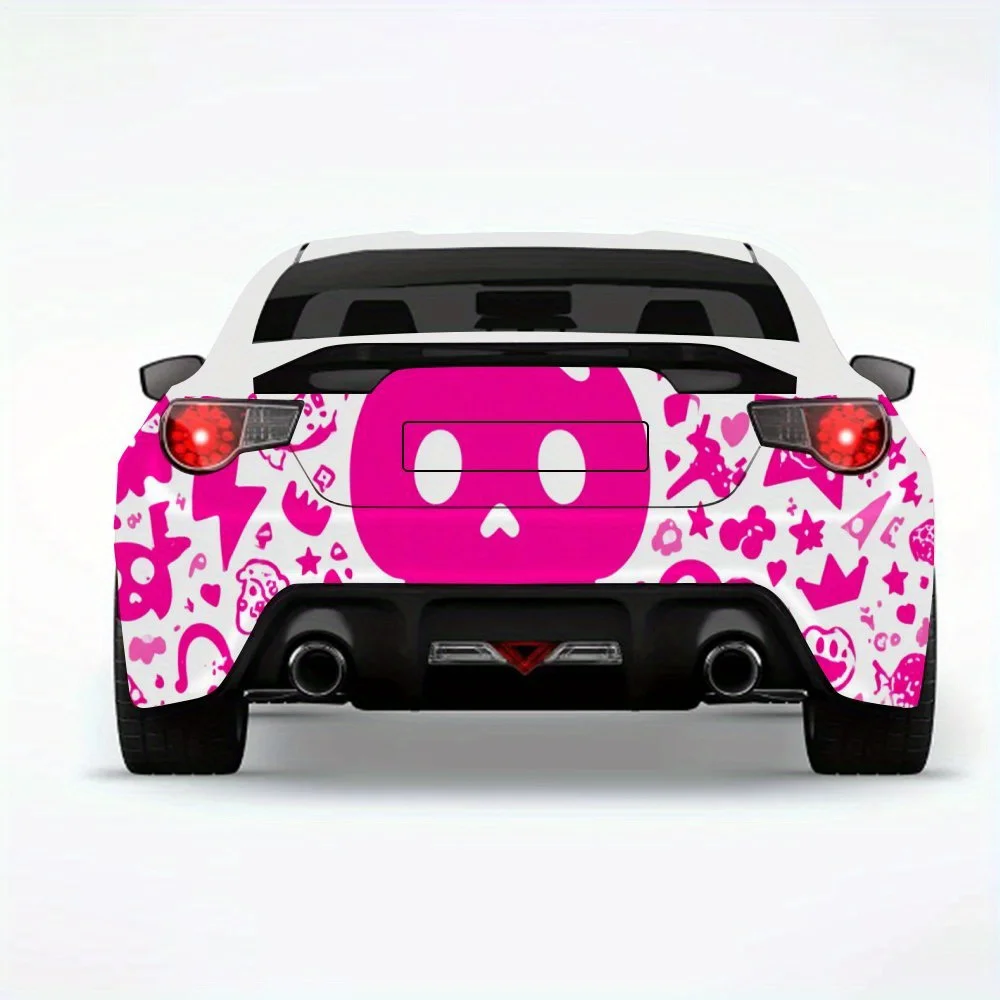 

Милый розовый череп с различной автомобильной наклейкой, виниловая наклейка на заднюю часть автомобиля, водонепроницаемые самоклеящиеся виниловые наклейки для хвоста автомобиля и