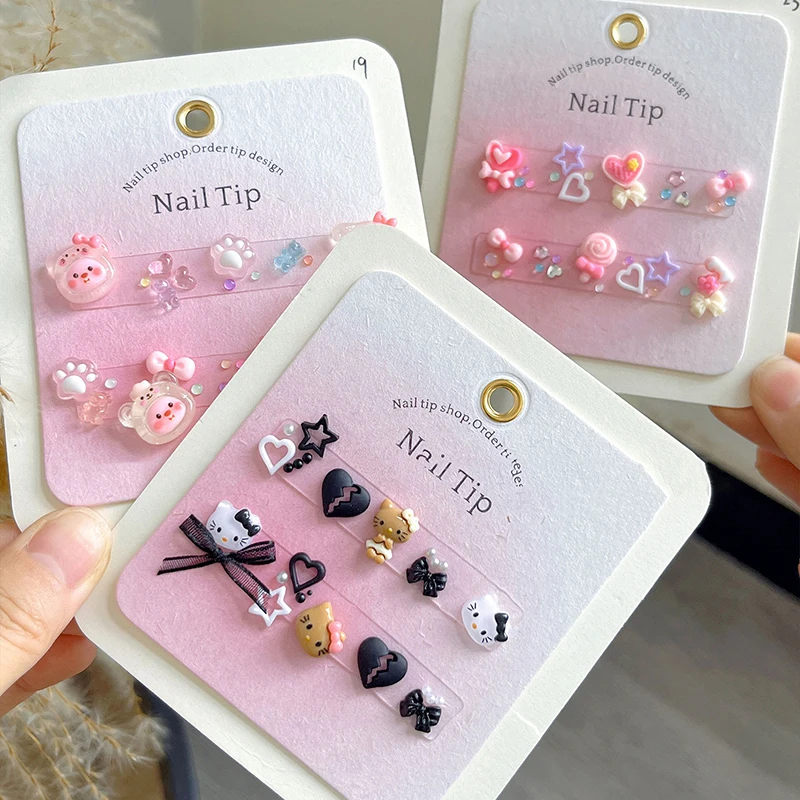 1Bag 3D Cartoon Sanrio Nail Charms Rhinestone Kawaii Kuromi Hello Kitty DIY Crafts Woman Manicure Art Decoration Accessories