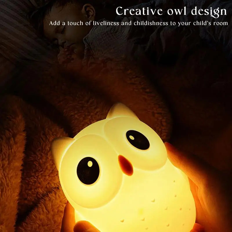 Silicone Owl Night Light Rechargeable Nursery Night Lamp Silicone Nursery Lamp Cute Owl Bedside Light For Study Room Bedroom