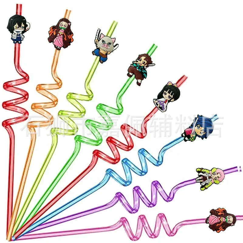 

Многоразовые соломинки для напитков «Истребитель демонов» (аниме), подарки для детей на день рождения, игрушки, Незуко, Танджиро