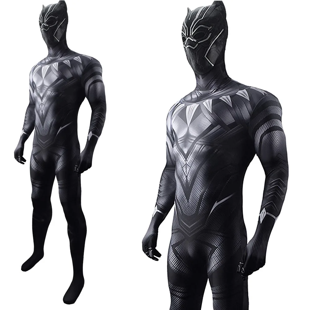 Zwarte Panter Cosplay Kostuum Panter Superheld Spandex Body Zentai Suits Black Panter Disfraces Para Halloween Kostuum Volwassen