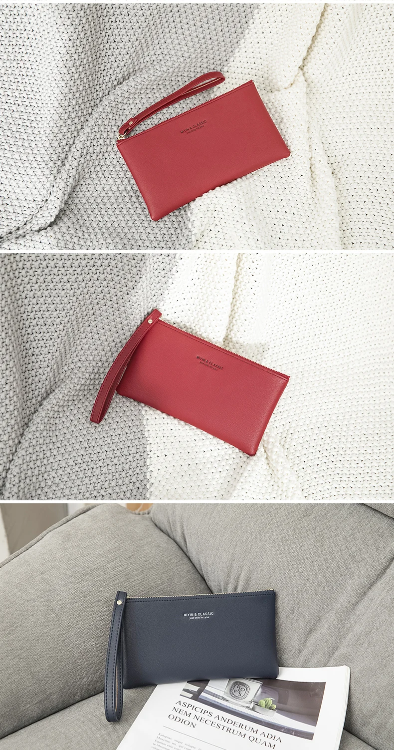 MIYIN Business Casual Damen-Geldbörse Einfache und Tragbare Reißverschluss-Handtasche Lange Brieftasche Bürogeschenk Lehrergeschenk Geschenk für Frauen – Detail 16
