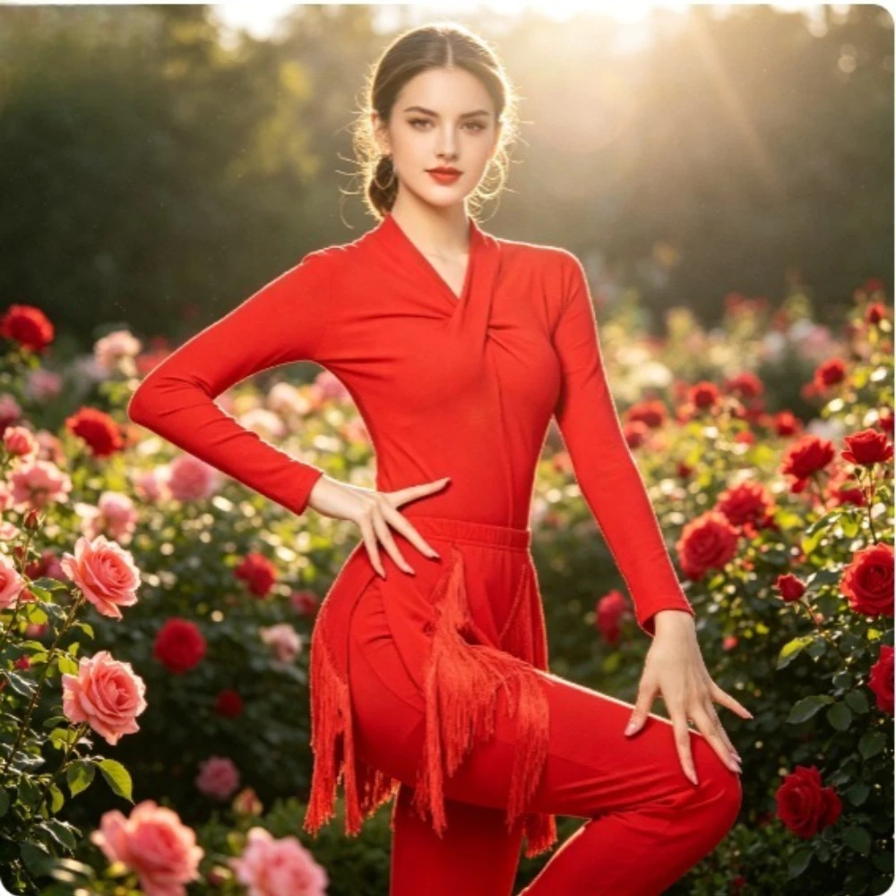 

New Long Sleeve Dancewear Top for Women, Professional Latin Dance Costume,Standard Modern Ballroom Top for Daily&Practice Wear