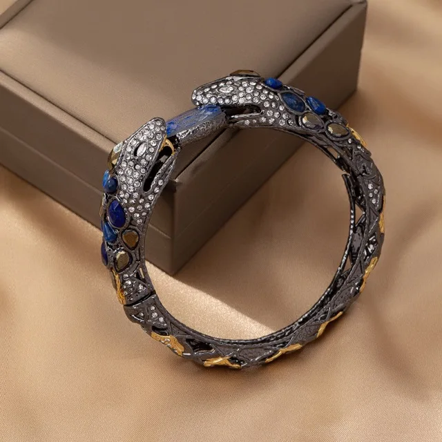 Genius Original Design Copper-plated Gold-plated Two-color Full Diamond Snake Series Bracelet