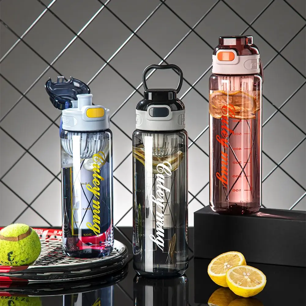 

PP 1000ml Sports Water Bottle Large Capacity Retractable Straw Colorful Plastic Cup 750/1000ml Silicone Cup Holder