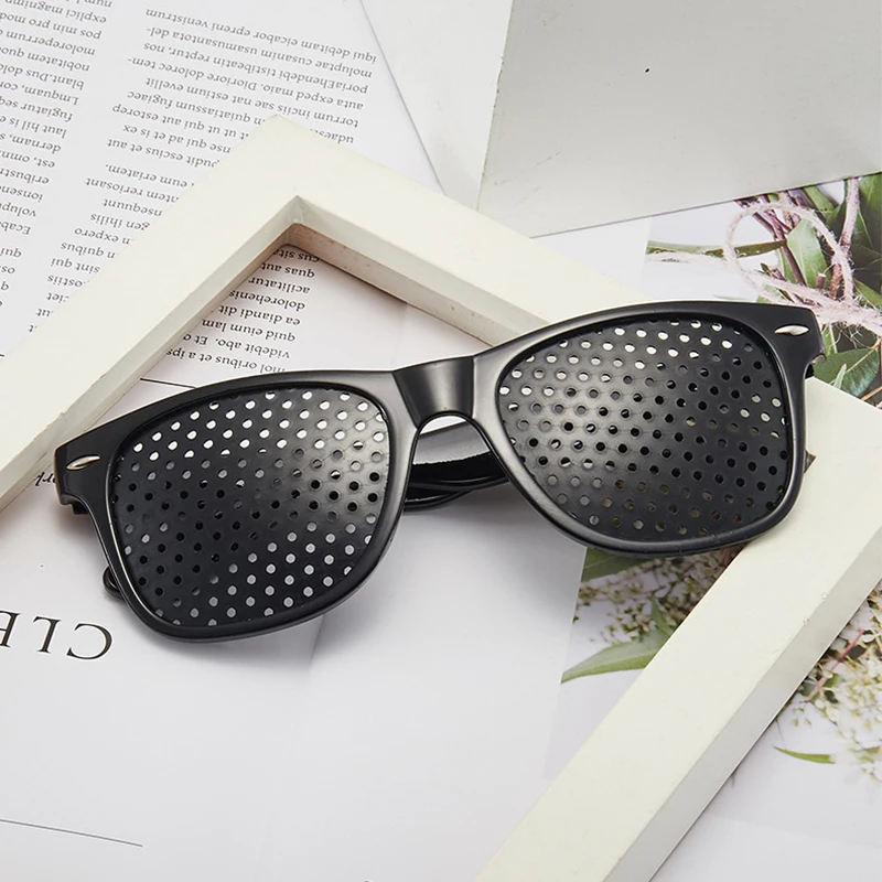 Fashion Relieve Pinhole Glasses Men Corrective Anti-Fatigue Myopia Glasses Reading Black Frame Protector Eyesight Improve Vision