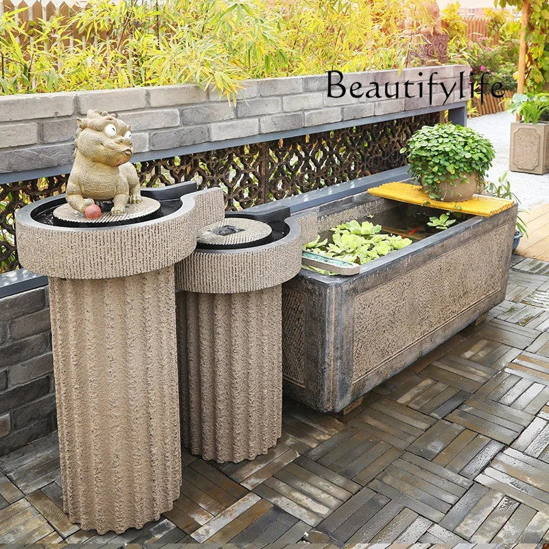 S Chinese-style Flowing Water Ornament Courtyard Garden Balcony Outdoor Layout Landscaping Fish Pond Water Feature Small Fish Ta