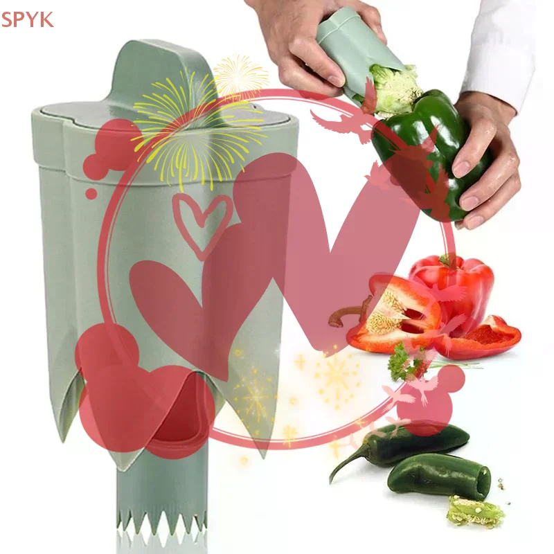 2-in-1 Fruit Pepper Corer Color Pepper Corer Seed Removing Tool Portable Kitchen Utensil Reusable Fruit Vegetable Coring Tool