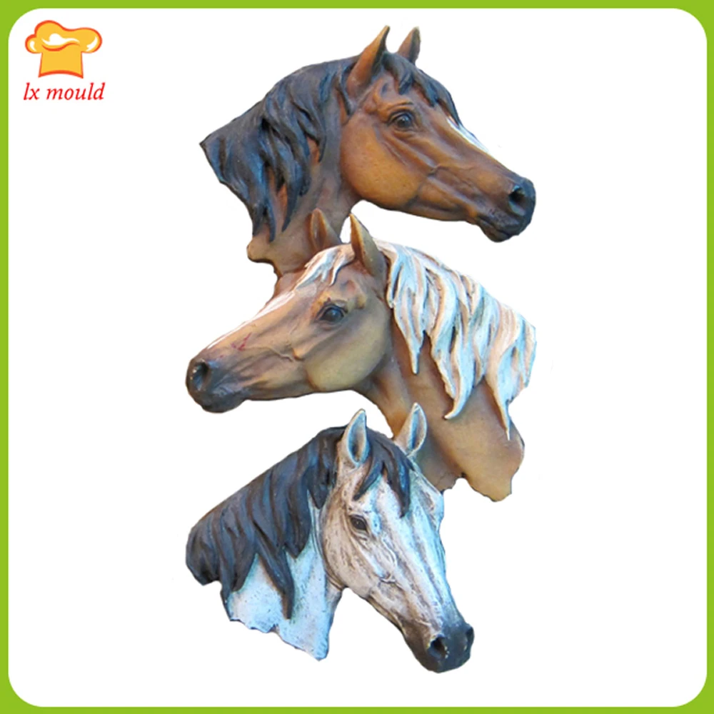Fondant Horse Head Silicone Molds Plaster Soap DIY Tools Cowboy Sugar Chocolate Dessert Moulds