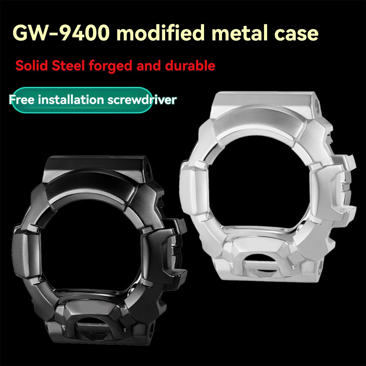 304L حافظة من الفولاذ المقاوم للصدأ GW9400 إطار معدني فضي أسود لساعة كاسيو جي شوك رينجمان GW-9400J/BJ ملحقات الساعة #1