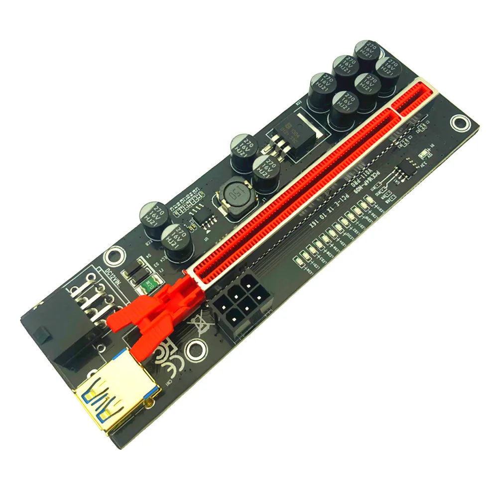 6 piezas V011 Pro PCIE Riser para tarjeta de Video 011 Pro PCI Express X1 a X16, extensor de 60CM, Cable USB 3,0, SATA a 6Pin de alimentación para minería