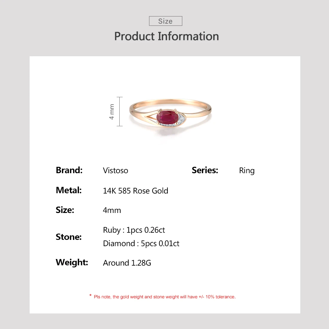 VISTOSO Genuine 14K Gold Ring For Women Sparkling Diamonds Ruby Blue Sapphire Delicate Wedding Engagement Gifts Fine Jewelry