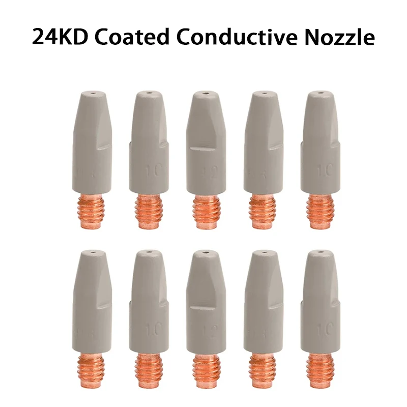 2/5/10Pcs 24KD Welding Contact Tips New Coating Protect 28mm M6 Gas Nozzle Tip Non-stick 0.8/1.0/1.2mm Welding Tool