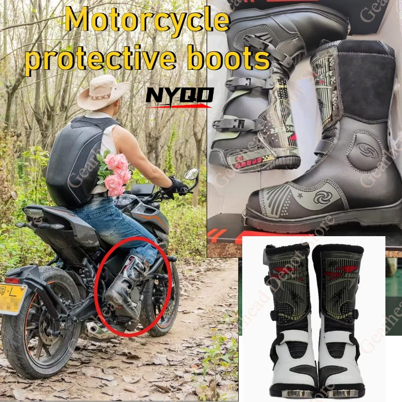 

Autumn Winter Four Seasons Durable Comfortable Fashion Lightweight Motorcycle Riding Boots Men Women Off Road Long Racing Boots