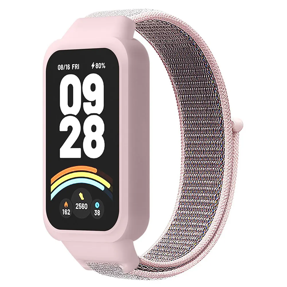 Ремешок + чехол для Redmi Band 3, нейлоновые аксессуары, сменный браслет для умных часов для Xiaomi Band 9, активный спортивный браслет, чехол
