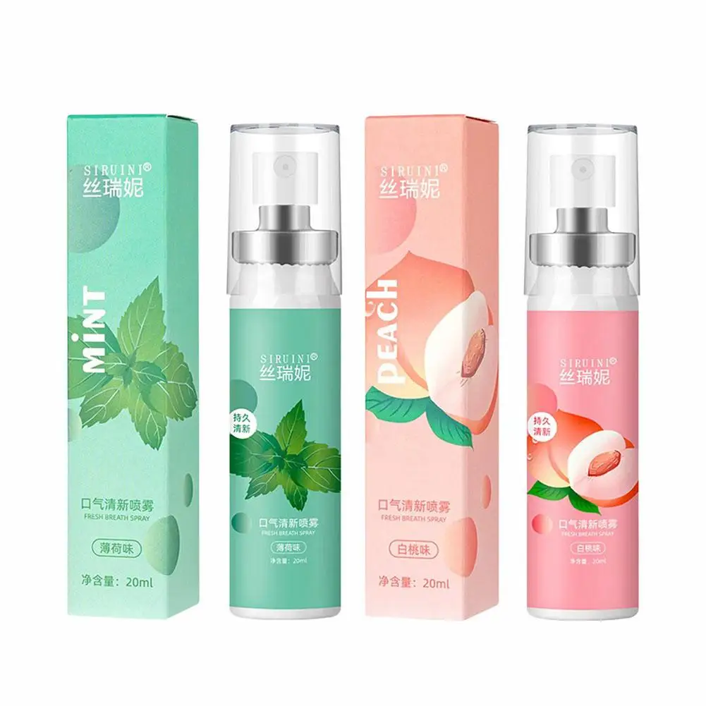 Mouth Freshener Spray Remove Bad Breath Long Lasting Fruity Peach Mint Portable Breath Freshener Oral Care Products