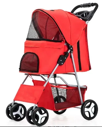 

Pet Trolleys For Travelling 4 Wheels Foldable Dog Stroller Travel Bag Cat Cart Carrier Detachable Pet Puppy Stroller
