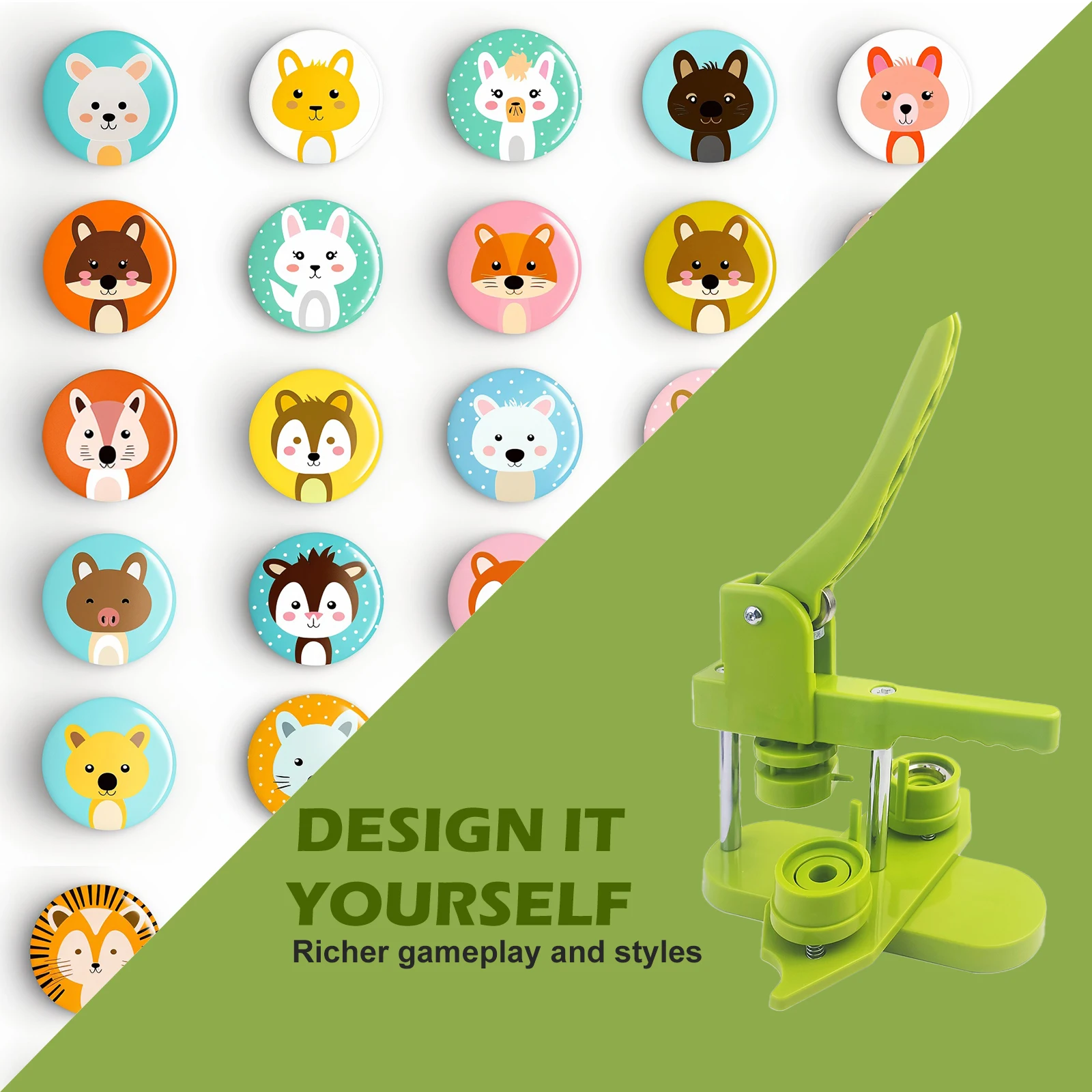 Button Maker Maschine 58 mm Installationsfreie DIY Pin Badge Button Maker Badge Punch Press mit 100 Stück Knopfteilen Kreisschneider – Detail 5
