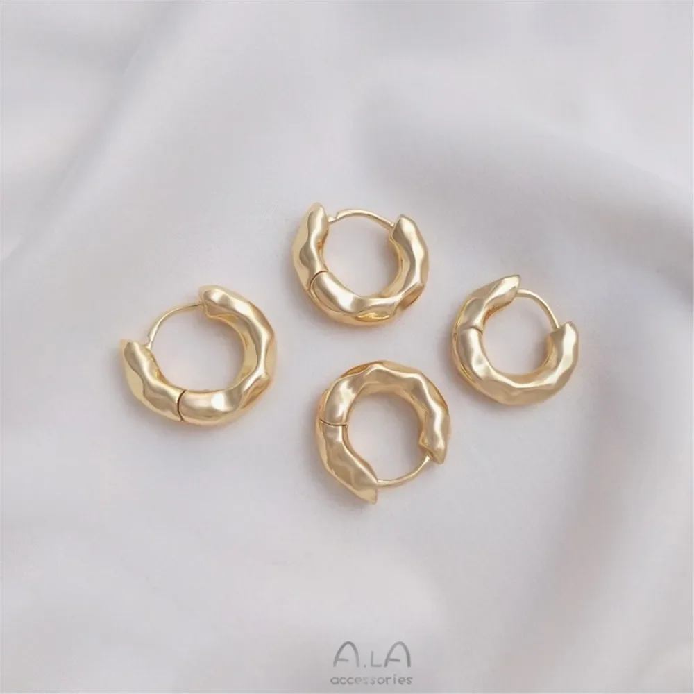 Fashion earrings 14K bag gold color concave and convex irregular round earrings luxury simple earrings