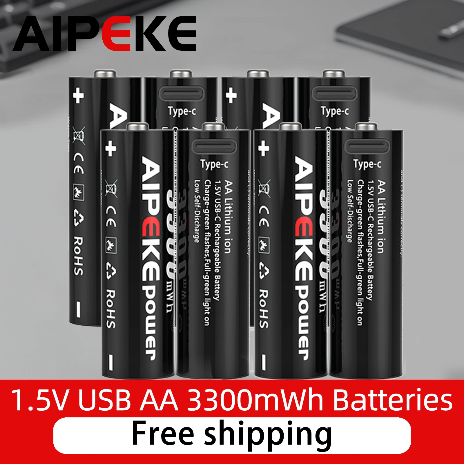 

AIPEKE Aa rechargeable batteries 3300mWh 1.5v lithium battery rechargeable battery АА for Hunting Camera Remote Control Mouse