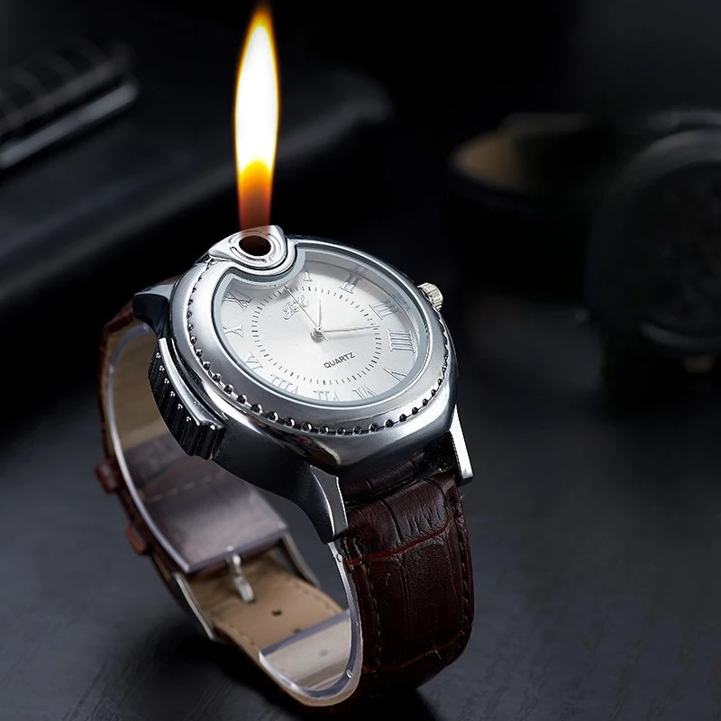

Torch Lighter with Real Quartz Watch Refillable Gas Butane Lighters Smoking, Fashionable Cool Personality Creative Smoking Gifts