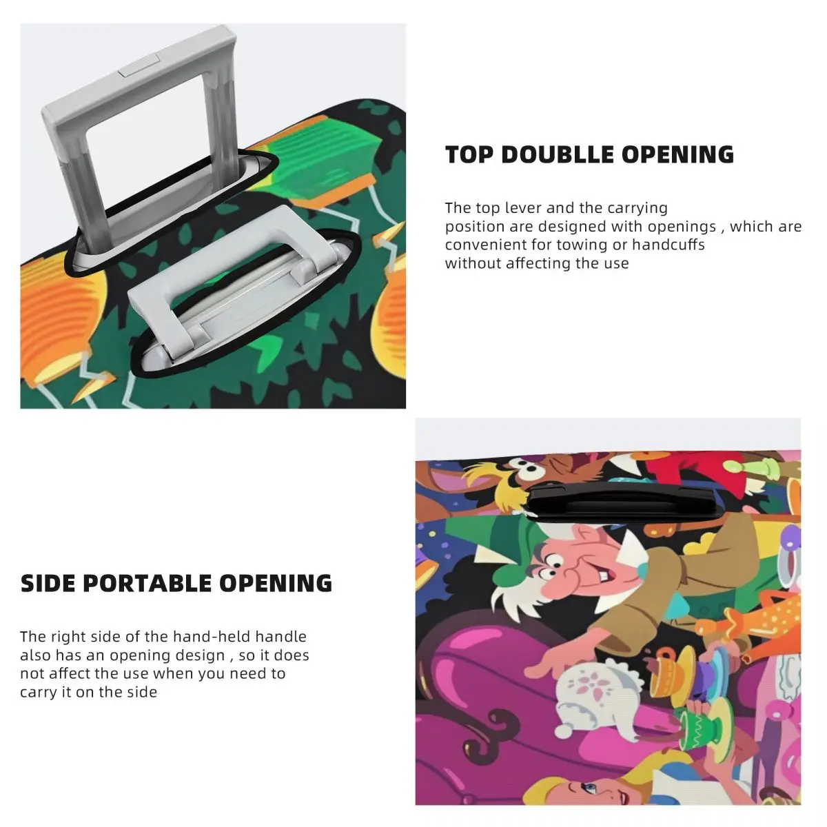 غطاء حقيبة أنيمي مانغا أليس في بلاد العجائب، غطاء عملي لرحلة الرحلات البحرية، حقيبة أمتعة للعطلات