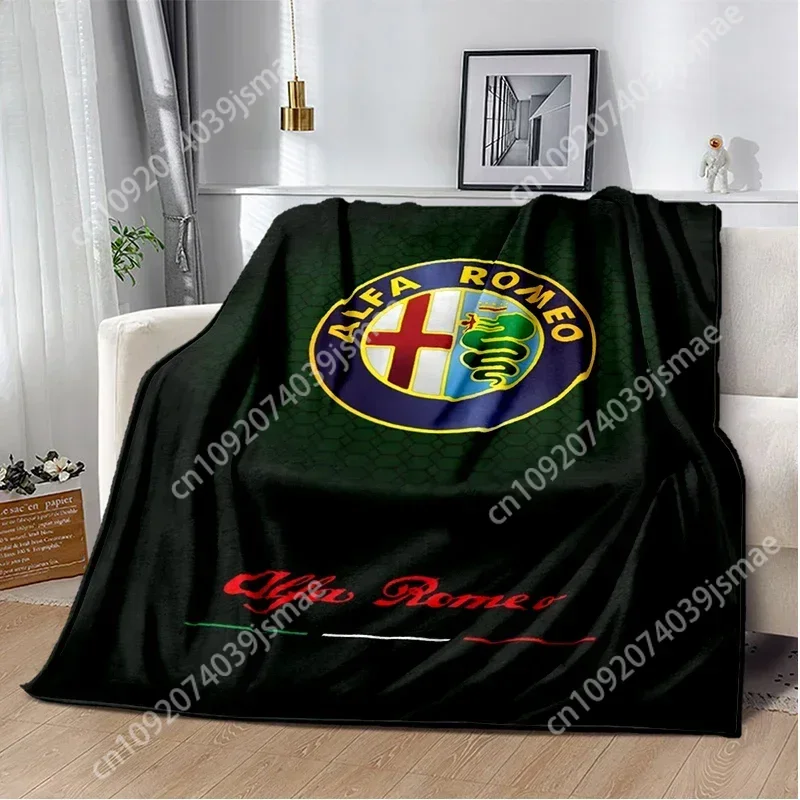 3D printing A-alfa Romeo Logo flannel Soft Blanket Comfortable Warm All Seasons  for Sofa Bed Bedroom Office Travel Custom