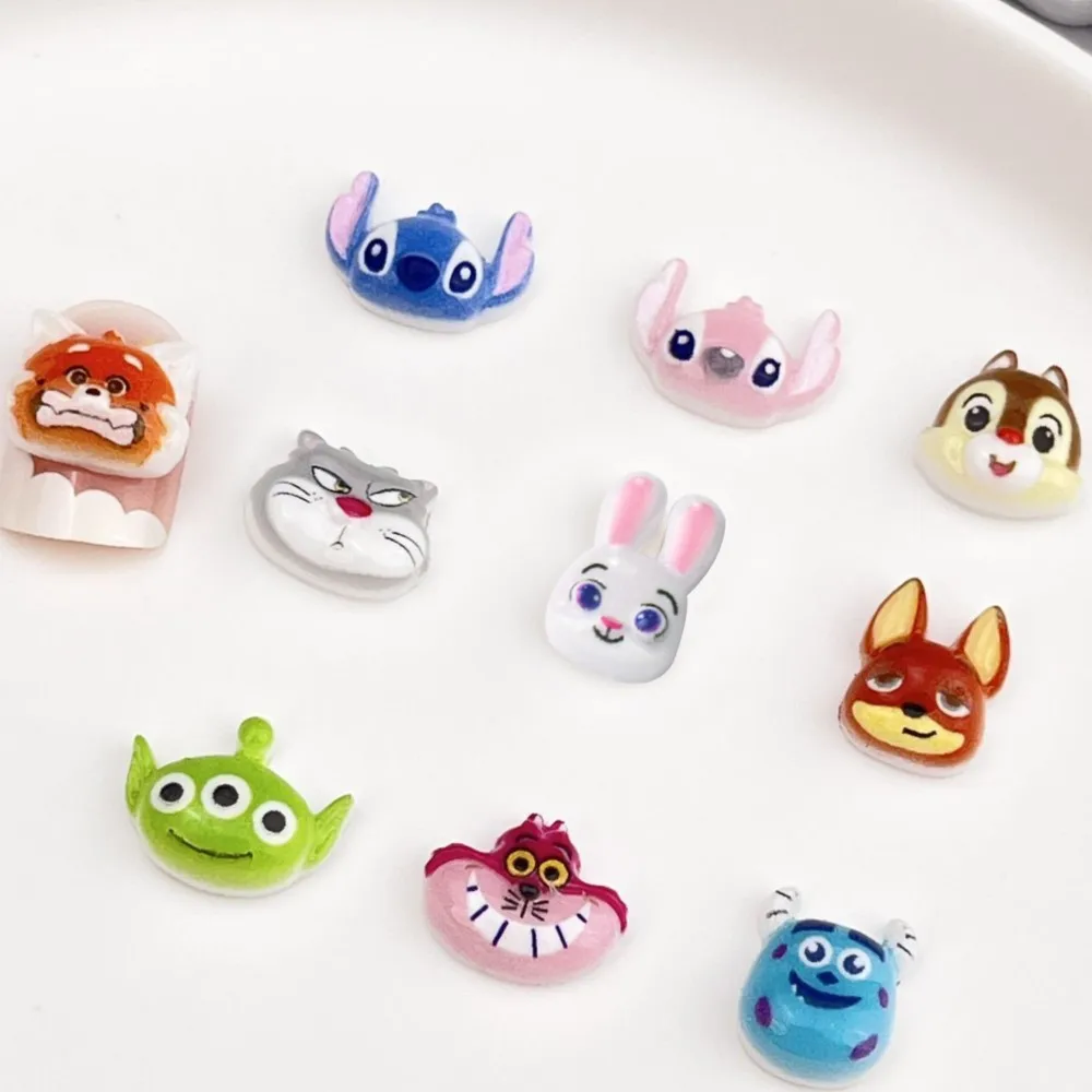 50 Stück 3D Cartoon Crazy Animal Nagel Charms Stich Judy Harz Flatback Nagel Strass Niedliche Anime Fuchs Kaninchen Nail Art Dekorationen