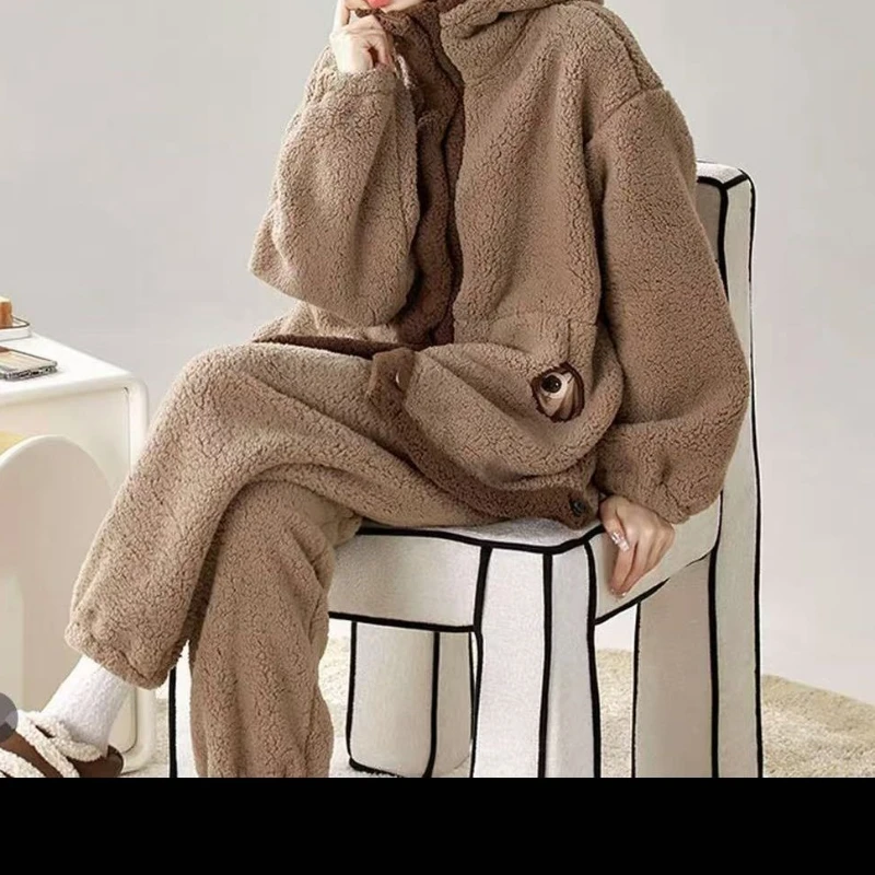 

New Autumn and Winter Thickened Pajamas Bear Cute Classic Versatile Loungewear