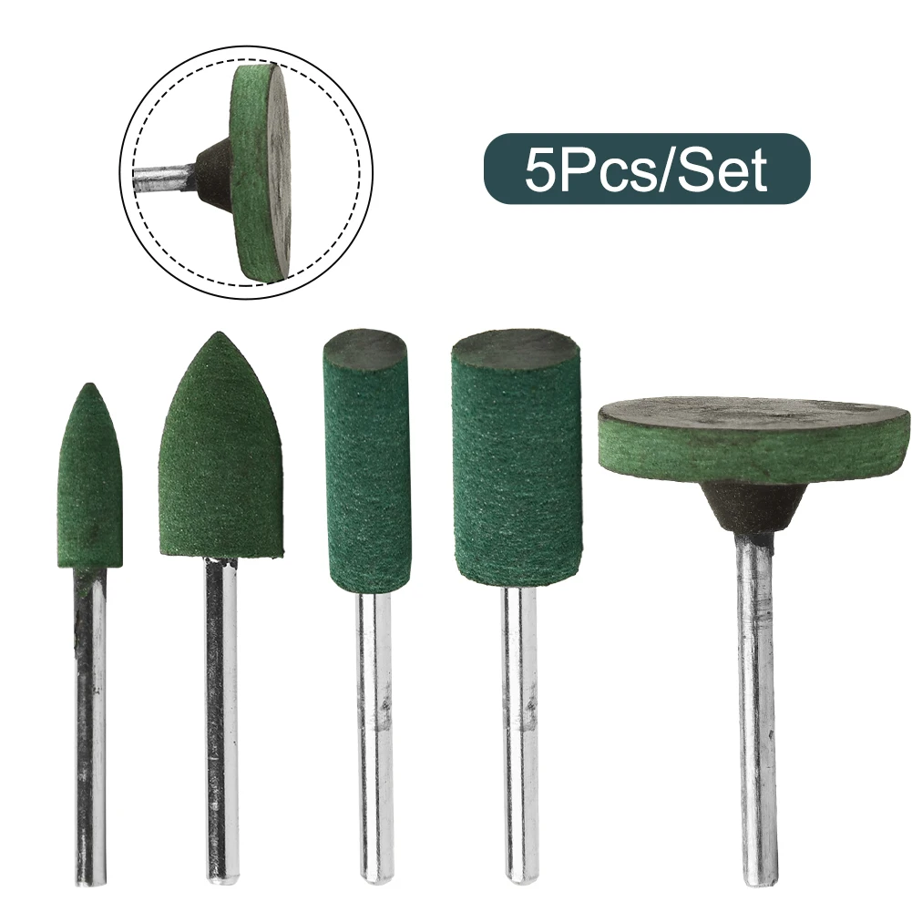 5 Pcs Rubber Mounted Point Grinding Head 3mm Shaft Polishing Rotary Power Tools Abrasive Grinding Head