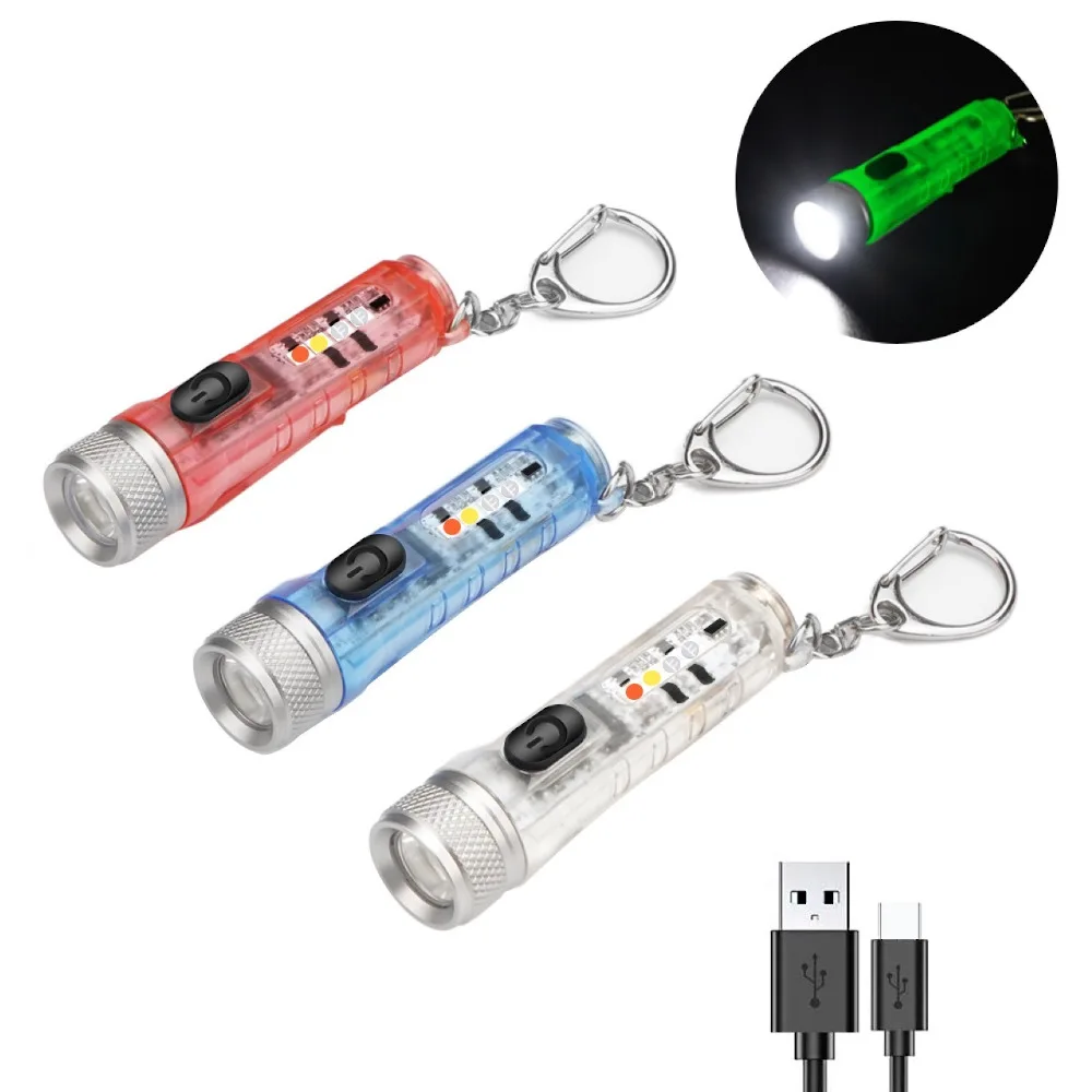 

Мини-брелок-фонарик GITD-зеленый самосветящийся светодиодный USB перезаряжаемый портативный магнитный фонарик с RGB-подсветкой