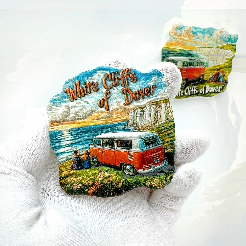 British White Cliff Scenic Refrigerator Stickers Retro Tourist Souvenir Gifts Home Accessories Magnetic Stickers Decoration