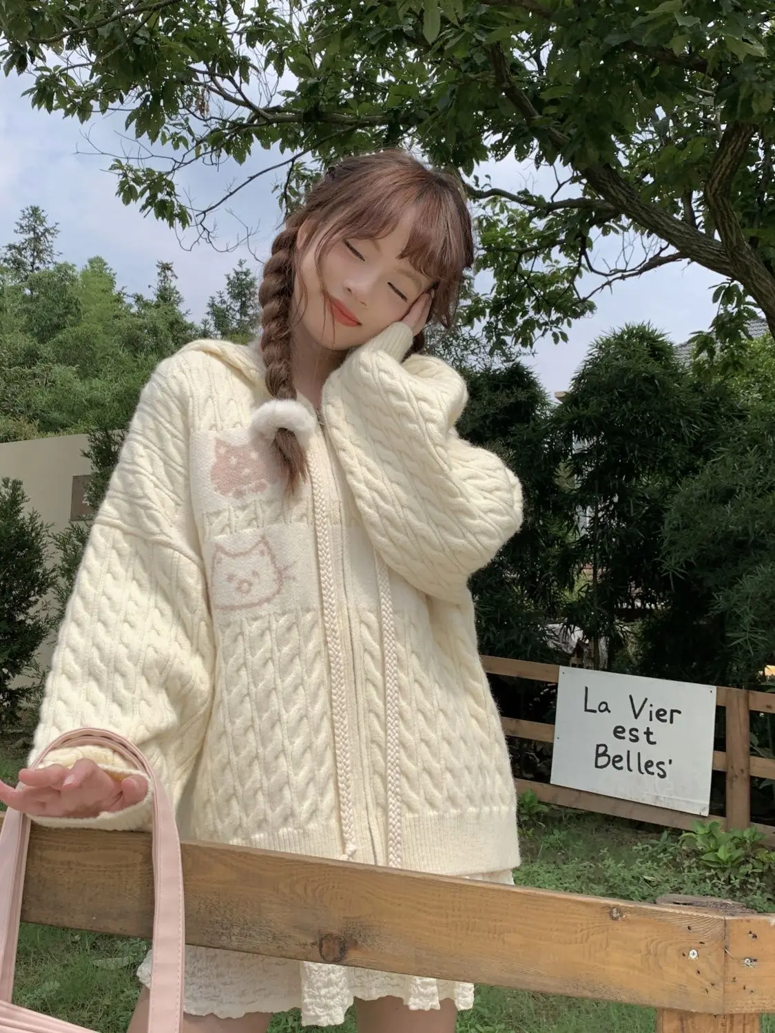 Japanese Anime Cats Kawaii Sweaters Oversized Cardigan Youth Women Students Knitwear Autumn Winter Jackets Coats Korean Trendy