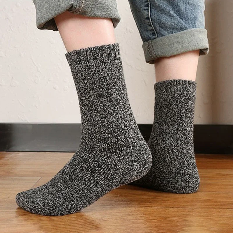 Winter Warm Men’s Socks Wool Male Women Socks Super Thicker Solid Socks Merino Wool Socks Against Cold Snow Terry Socks