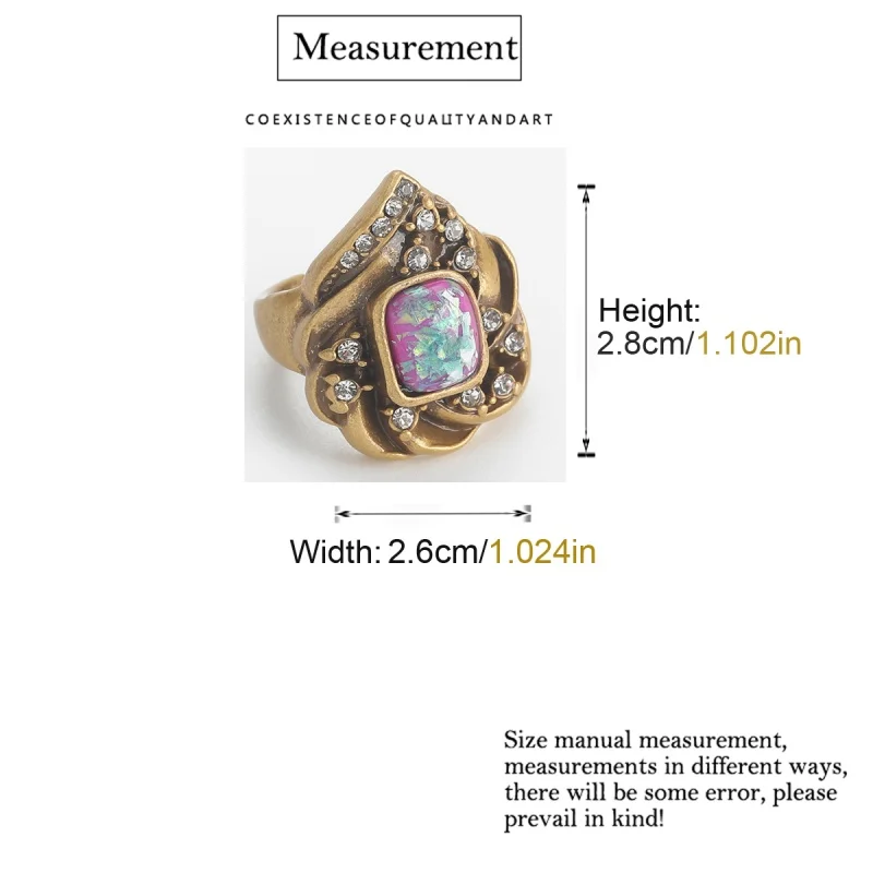Vintage Purple Opal Ring Real Flame Rhinestone Irregular Antique Gold Color Luxury Quality Jewelry Beach Summer Designers 2026