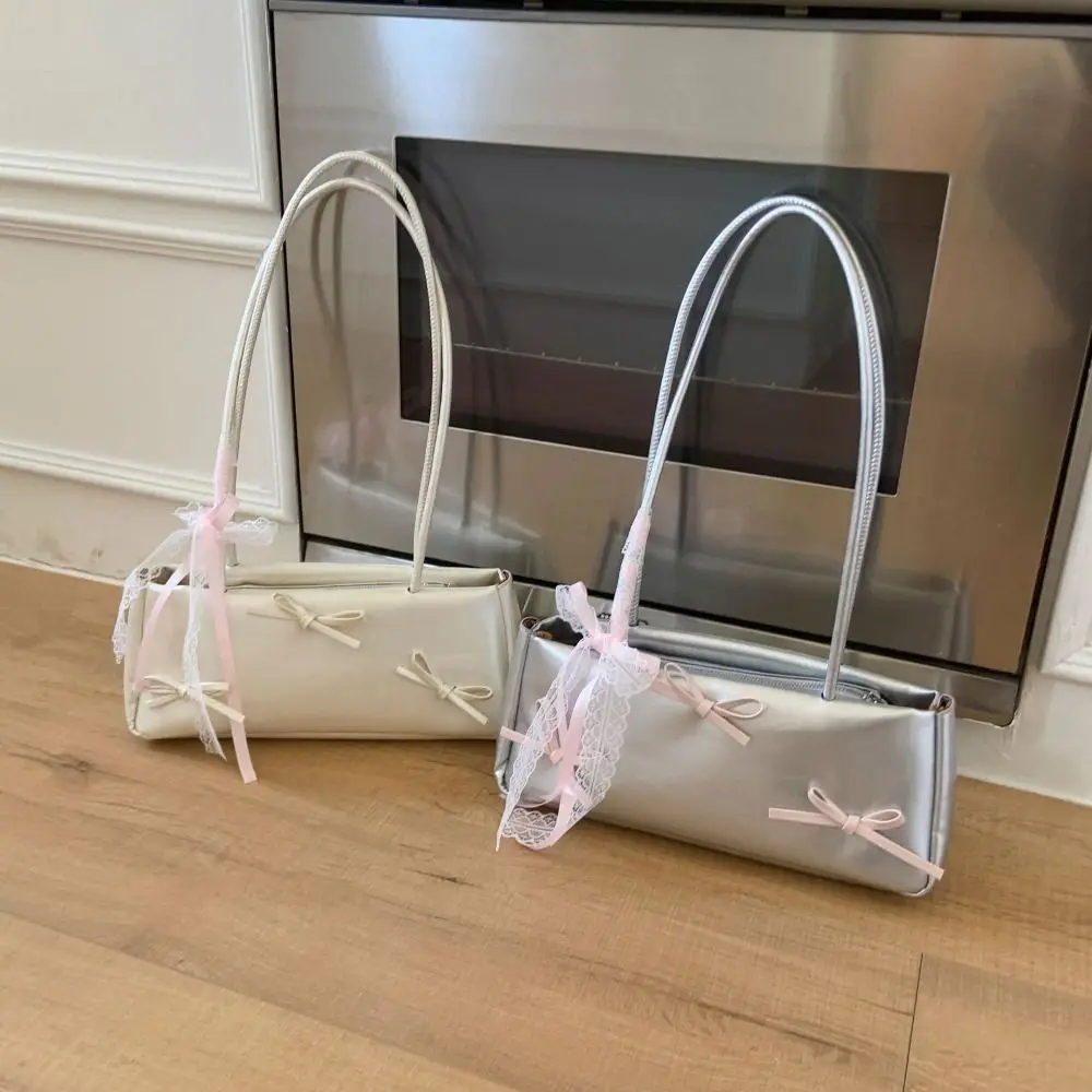 

Portable Sweet French Stick Handbag Ribbon Korean Style Women Armpit Bag High Quality Y2K Underarm Bag Travel